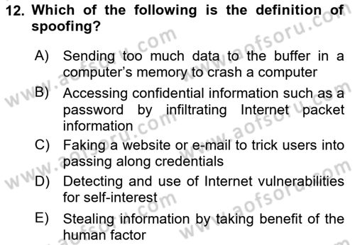 Business Information Systems Dersi 2020 - 2021 Yılı Yaz Okulu Sınav Soruları 12. Soru