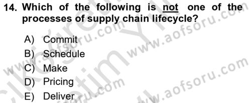 Business Information Systems Dersi 2020 - 2021 Yılı Yaz Okulu Sınav Soruları 14. Soru