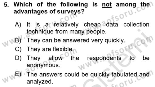 Business Information Systems Dersi 2020 - 2021 Yılı Yaz Okulu Sınav Soruları 5. Soru