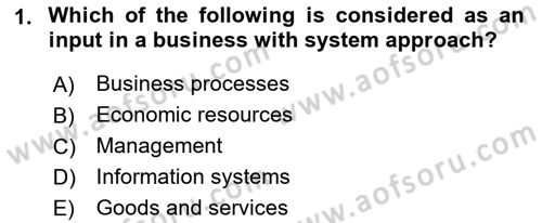 Business Information Systems Dersi 2021 - 2022 Yılı (Vize) Ara Sınav Soruları 1. Soru