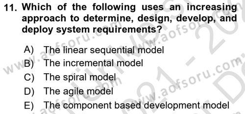 Business Information Systems Dersi 2021 - 2022 Yılı (Vize) Ara Sınav Soruları 11. Soru