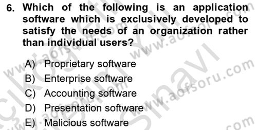 Business Information Systems Dersi 2021 - 2022 Yılı (Vize) Ara Sınav Soruları 6. Soru