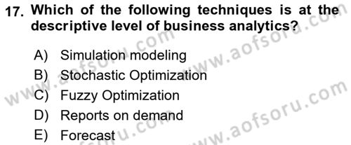 Business Information Systems Dersi 2021 - 2022 Yılı (Final) Dönem Sonu Sınav Soruları 17. Soru