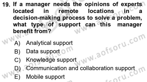 Business Information Systems Dersi 2021 - 2022 Yılı (Final) Dönem Sonu Sınav Soruları 19. Soru
