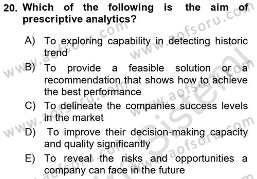 Business Information Systems Dersi 2021 - 2022 Yılı (Final) Dönem Sonu Sınav Soruları 20. Soru
