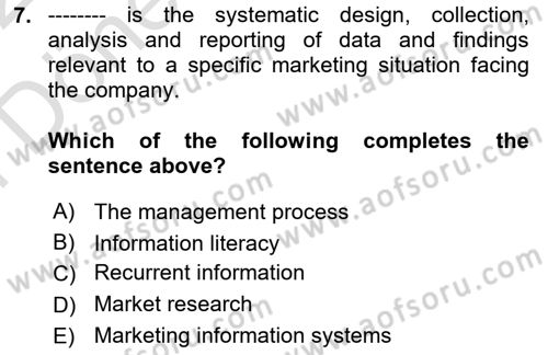 Business Information Systems Dersi 2021 - 2022 Yılı (Final) Dönem Sonu Sınav Soruları 7. Soru