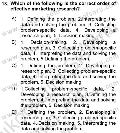 Business Information Systems Dersi 2021 - 2022 Yılı Yaz Okulu Sınav Soruları 13. Soru