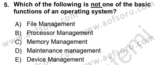 Business Information Systems Dersi 2021 - 2022 Yılı Yaz Okulu Sınav Soruları 5. Soru