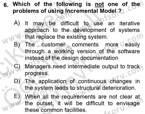 Business Information Systems Dersi 2021 - 2022 Yılı Yaz Okulu Sınav Soruları 6. Soru