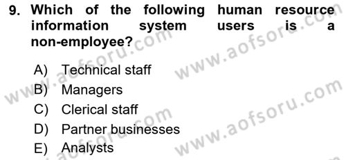 Business Information Systems Dersi 2021 - 2022 Yılı Yaz Okulu Sınav Soruları 9. Soru