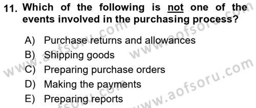 Business Information Systems Dersi 2022 - 2023 Yılı Yaz Okulu Sınav Soruları 11. Soru