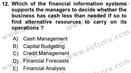 Business Information Systems Dersi 2022 - 2023 Yılı Yaz Okulu Sınav Soruları 12. Soru