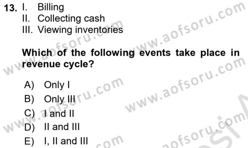 Business Information Systems Dersi 2022 - 2023 Yılı Yaz Okulu Sınav Soruları 13. Soru