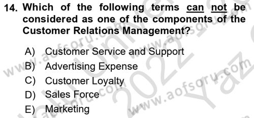 Business Information Systems Dersi 2022 - 2023 Yılı Yaz Okulu Sınav Soruları 14. Soru