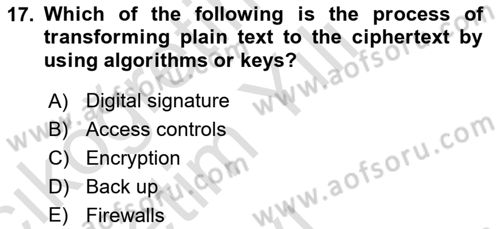 Business Information Systems Dersi 2022 - 2023 Yılı Yaz Okulu Sınav Soruları 17. Soru