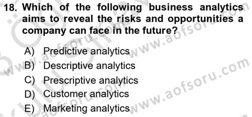 Business Information Systems Dersi 2022 - 2023 Yılı Yaz Okulu Sınav Soruları 18. Soru