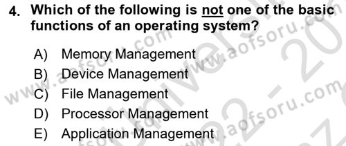 Business Information Systems Dersi 2022 - 2023 Yılı Yaz Okulu Sınav Soruları 4. Soru