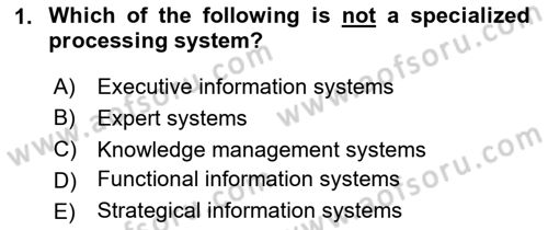 Business Information Systems Dersi 2023 - 2024 Yılı (Vize) Ara Sınav Soruları 1. Soru