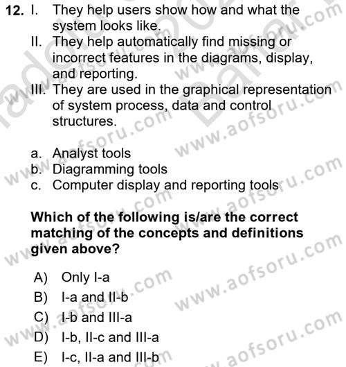 Business Information Systems Dersi 2023 - 2024 Yılı (Vize) Ara Sınav Soruları 12. Soru