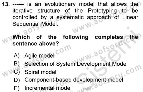Business Information Systems Dersi 2023 - 2024 Yılı (Vize) Ara Sınav Soruları 13. Soru