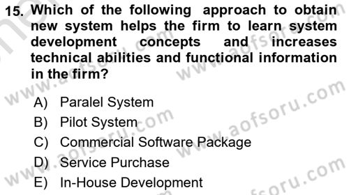Business Information Systems Dersi 2023 - 2024 Yılı (Vize) Ara Sınav Soruları 15. Soru
