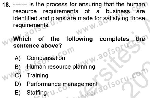 Business Information Systems Dersi 2023 - 2024 Yılı (Vize) Ara Sınav Soruları 18. Soru