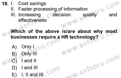 Business Information Systems Dersi 2023 - 2024 Yılı (Vize) Ara Sınav Soruları 19. Soru