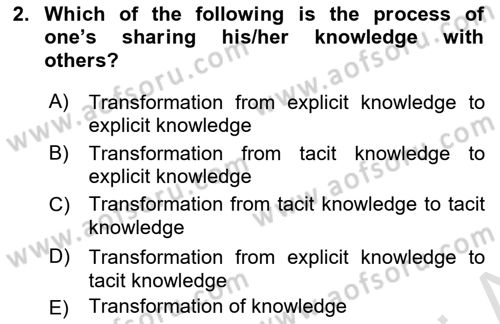 Business Information Systems Dersi 2023 - 2024 Yılı (Vize) Ara Sınav Soruları 2. Soru