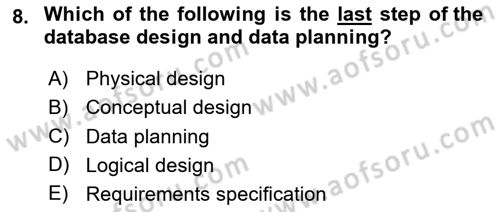 Business Information Systems Dersi 2023 - 2024 Yılı (Vize) Ara Sınav Soruları 8. Soru
