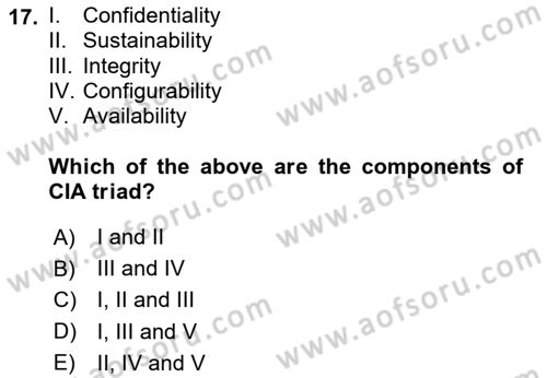 Business Information Systems Dersi 2023 - 2024 Yılı (Final) Dönem Sonu Sınav Soruları 17. Soru