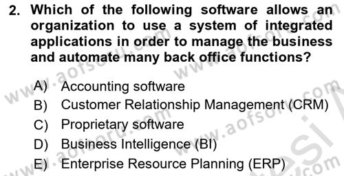 Business Information Systems Dersi 2023 - 2024 Yılı (Final) Dönem Sonu Sınav Soruları 2. Soru