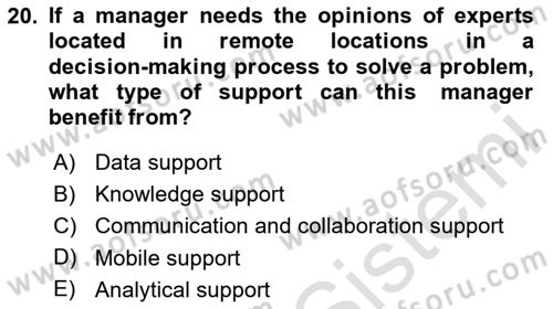 Business Information Systems Dersi 2023 - 2024 Yılı (Final) Dönem Sonu Sınav Soruları 20. Soru
