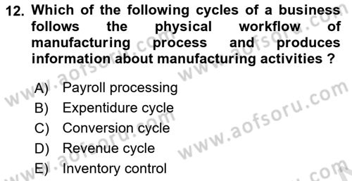 Business Information Systems Dersi 2023 - 2024 Yılı Yaz Okulu Sınav Soruları 12. Soru