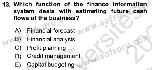 Business Information Systems Dersi 2023 - 2024 Yılı Yaz Okulu Sınav Soruları 13. Soru