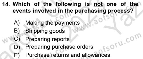 Business Information Systems Dersi 2023 - 2024 Yılı Yaz Okulu Sınav Soruları 14. Soru