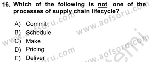 Business Information Systems Dersi 2023 - 2024 Yılı Yaz Okulu Sınav Soruları 16. Soru