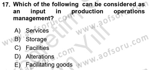 Business Information Systems Dersi 2023 - 2024 Yılı Yaz Okulu Sınav Soruları 17. Soru