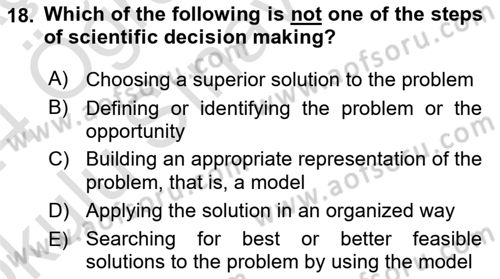 Business Information Systems Dersi 2023 - 2024 Yılı Yaz Okulu Sınav Soruları 18. Soru