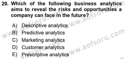 Business Information Systems Dersi 2023 - 2024 Yılı Yaz Okulu Sınav Soruları 20. Soru