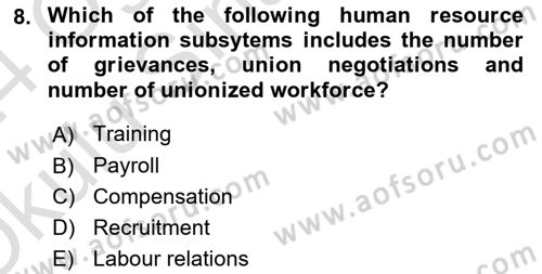 Business Information Systems Dersi 2023 - 2024 Yılı Yaz Okulu Sınav Soruları 8. Soru