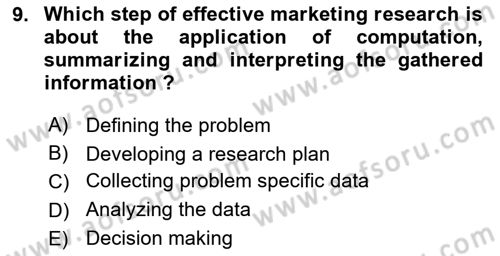 Business Information Systems Dersi 2023 - 2024 Yılı Yaz Okulu Sınav Soruları 9. Soru