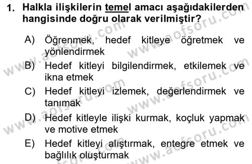 İşletme İletişimi Dersi 2021 - 2022 Yılı (Vize) Ara Sınav Soruları 1. Soru