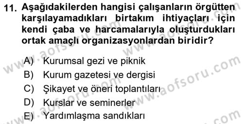 İşletme İletişimi Dersi 2021 - 2022 Yılı (Vize) Ara Sınav Soruları 11. Soru