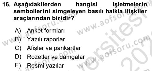 İşletme İletişimi Dersi 2021 - 2022 Yılı (Vize) Ara Sınav Soruları 16. Soru