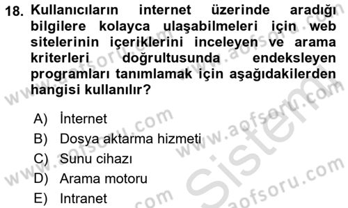 İşletme İletişimi Dersi 2021 - 2022 Yılı (Vize) Ara Sınav Soruları 18. Soru