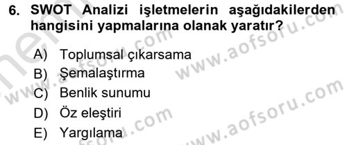 İşletme İletişimi Dersi 2021 - 2022 Yılı (Vize) Ara Sınav Soruları 6. Soru