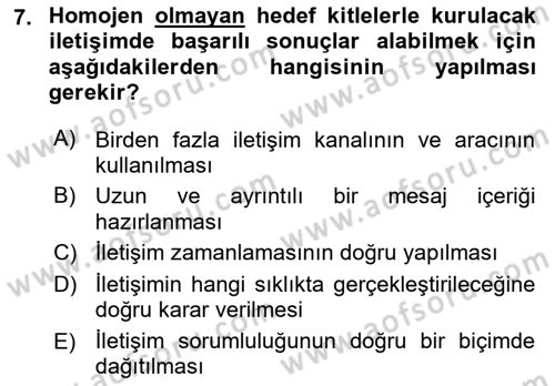 İşletme İletişimi Dersi 2021 - 2022 Yılı (Vize) Ara Sınav Soruları 7. Soru
