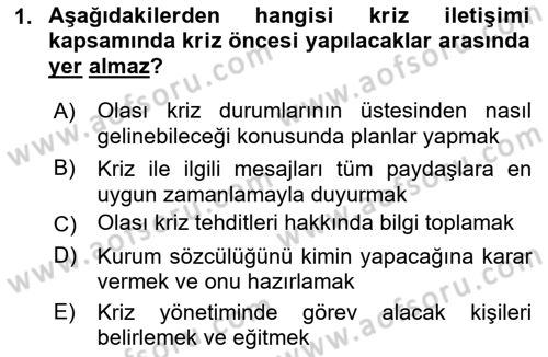 İşletme İletişimi Dersi 2021 - 2022 Yılı (Final) Dönem Sonu Sınav Soruları 1. Soru
