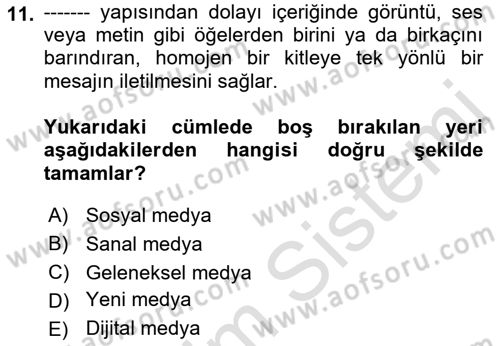 İşletme İletişimi Dersi 2021 - 2022 Yılı (Final) Dönem Sonu Sınav Soruları 11. Soru