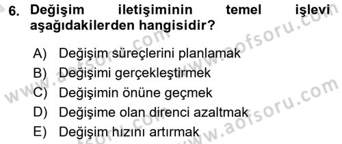 İşletme İletişimi Dersi 2021 - 2022 Yılı (Final) Dönem Sonu Sınav Soruları 6. Soru